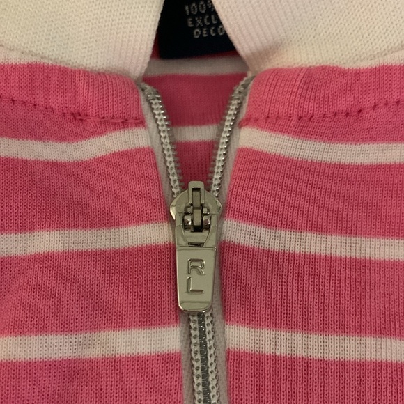 Ralph Lauren Golf Polo Shirt, Zip Front, Striped, Contrast Collar, Banded Sleeve - Picture 6 of 10
